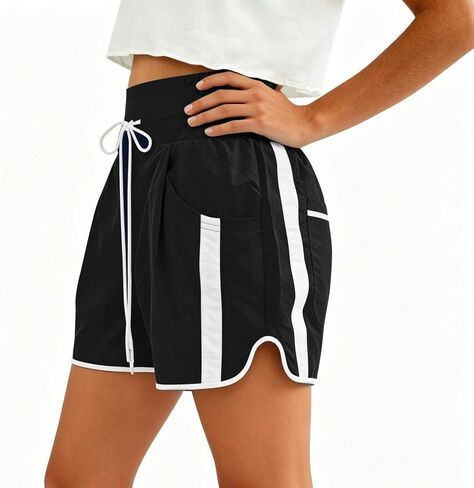 Women's Gym Yoga Shorts Sports Shorts High Waisted Drawstring Summer Running Active Dance Elastic Workout Shorts in Kuwait