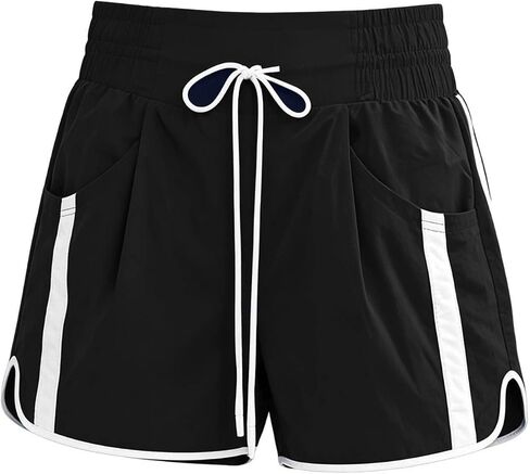 Women's Gym Yoga Shorts Sports Shorts High Waisted Drawstring Summer Running Active Dance Elastic Workout Shorts in Kuwait
