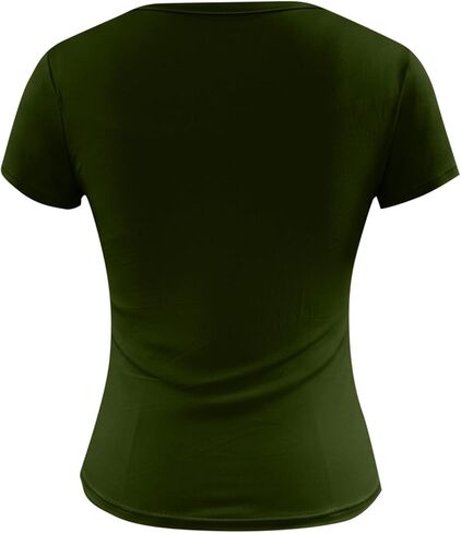 Womens Short Sleeve Tops Built in Bra Summer T Shirts Square Neck Slim Fitted Basic Tees Casual Going Out Tops in Kuwait