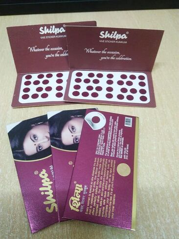 ATCUSA Shilpa Vive Sticker Kumkum - Deep Red Size 7 - Pack of 5 in Kuwait