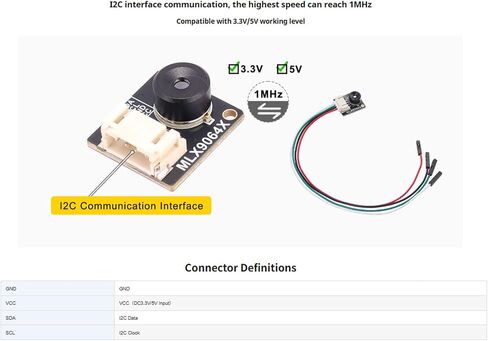 كاميرا تصوير حراري ذات زاوية واسعة MLX90642 D110، مجال رؤية 110 درجة | من أجل Raspberry Pi & Arduino، كشف الحرائق، مراقبة أمان المنزل الذكي in Kuwait