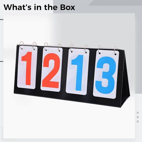 4-Digit Tabletop Scoreboard, Red & Blue Numbers, 6.3 X 15 in, Portable, for Tennis Basketball & Sports, Easy Flip Scoreboards in Kuwait