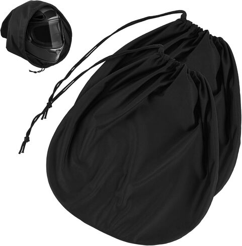 Helmet Bag - Black Motorcycle Helmet Storage Cover with Drawstring, Lightweight Polyester Carrying Pouch for Welding, Bike, Sports & Travel (17.32 x 17.32 Inches) in Kuwait