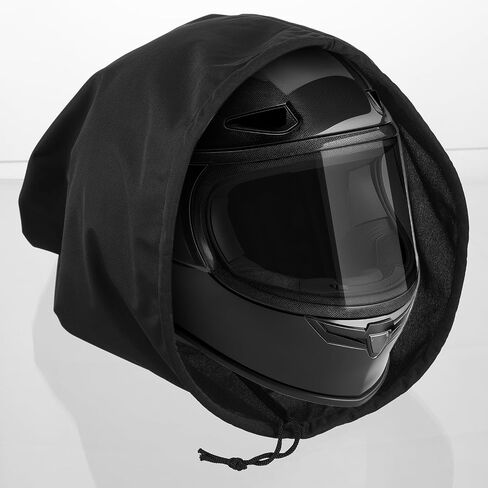 Helmet Bag - Black Motorcycle Helmet Storage Cover with Drawstring, Lightweight Polyester Carrying Pouch for Welding, Bike, Sports & Travel (17.32 x 17.32 Inches) in Kuwait