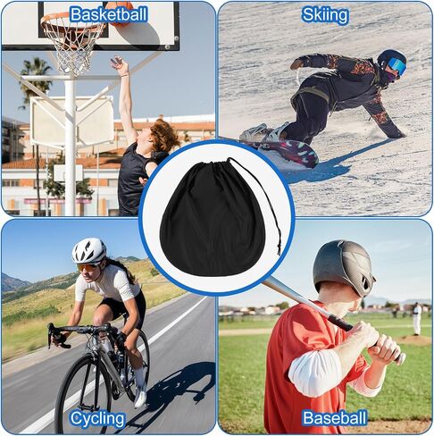 Helmet Bag - Black Motorcycle Helmet Storage Cover with Drawstring, Lightweight Polyester Carrying Pouch for Welding, Bike, Sports & Travel (17.32 x 17.32 Inches) in Kuwait