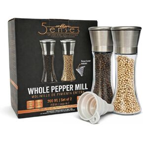 SpiceCare Salt and Pepper Grinder Set of 2 (200ml) | Stainless Steel & Glass Manual Pepper Mill | Adjustable Ceramic Coarseness | Refillable Salt Shaker for Peppercorns, Sea Salt & Spices in Saudi Arabia