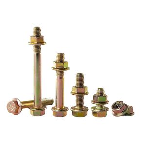 M8-1.25x90mm مجموعة مسامير وصواميل شفة 5 مجموعات - سبائك فولاذية من الدرجة 10.9، مطلية بالزنك الملون، خيط جزئي، قفل ذاتي مسنن، مقاومة للاهتزاز للسيارات والآلات والخدمة الشاقة in Kuwait