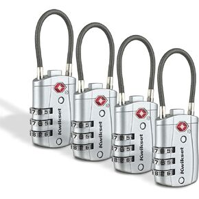 قفل أمتعة مكون من 3 أرقام معتمد من kwikset TSA مع كابل، وحقيبة سفر وقفل حقيبة، 1-3/16 بوصة، حزمة واحدة، أحمر in Kuwait