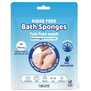 Disposable No Rinse Bathing Wipes - All-in-1 Single Use Shower Wipes, Simply Dampen, Lather, and Dry Without Shampoo or Rinsing, Wipes for Travel, Camping, Gym, Unscented 25 Sponge in Saudi Arabia