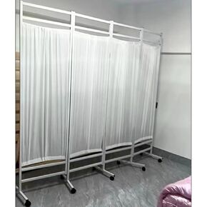 Portable 4-Panel Mcal Screen with Wheels - Foldable Privacy Partition for Patient Waiting Room - Easy to Move White Medical Privacy Divider in Kuwait