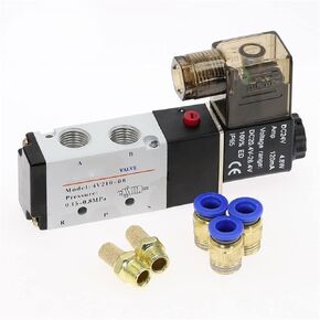 Pneumatic Electric Solenoid Valve 5 Way 2 Position Control Air Gas Magnetic Valve 12V 24V 220V Coil Volt 4mm-12mm Hose Fittings(4V210-08,AC110) in Kuwait
