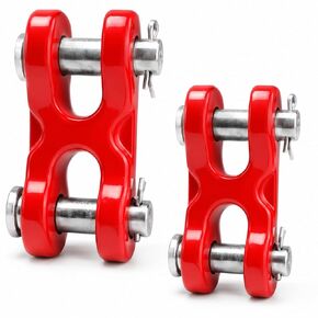 2 حزمة من وصلات إصلاح السلسلة 1/4-5/16 بوصة لسلسلة 8#، وصلة G70 Twin Clevis مع حد تحميل العمل 4630 رطل، وصلة Clevis مزدوجة للشاحنات والمقطورات والمستودعات والموانئ البحرية (أحمر، 5/16 بوصة) in Kuwait