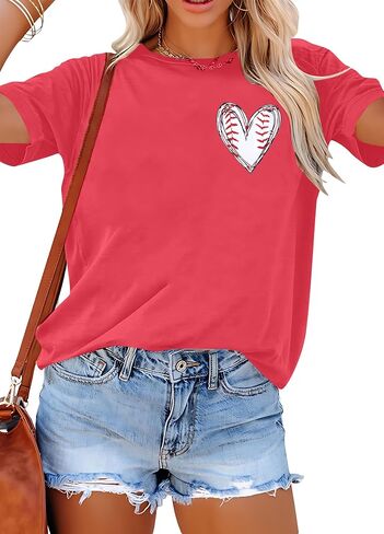 Mousya Baseball Mom Mom Shirt Women Excertize Baseball Dorts Gameday Gameday Discual Short Sleeve Shirts in Kuwait