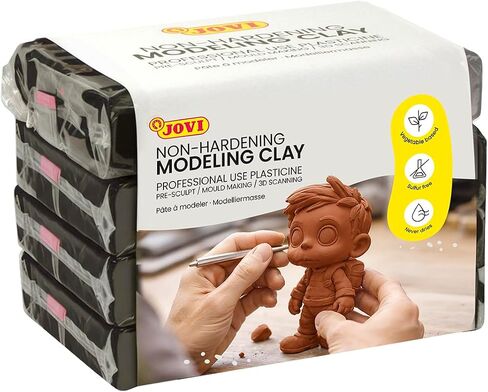 Jovi - Modeling Clay, White, 3 Pounds Total, 4 Non-Drying Bars, 0.77 lb Each, Arts and Crafts, Non-Toxic and Gluten Free Plasticine in Saudi Arabia