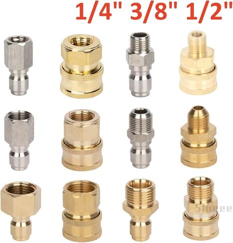 1/4" 3/8" 1/2" High Pressure Washer Quick Connector Quick Release Fitting Power Washer Fast Connection Quick Coupler(3l8 Male-M(Brass)) in Kuwait