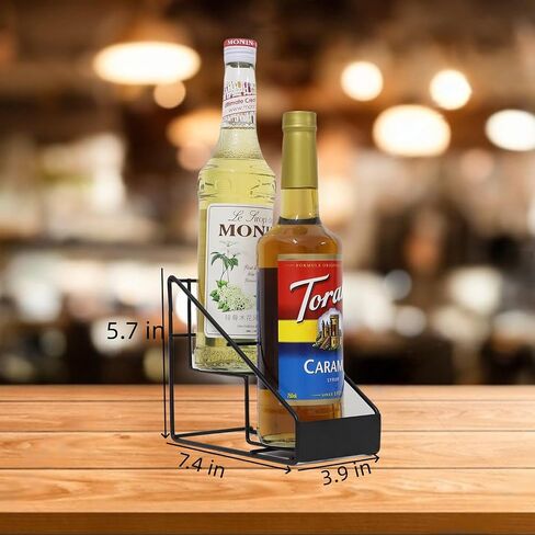 Coffee Syrup Organizer for Countertop, Stepped Syrup Rack Holds 2 Bottles, Freestanding Coffee Bar Organizer, Heavy Duty Carbon Steel Storage Rack for Home, Kitchen, Café & Bar in Kuwait