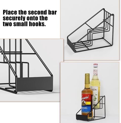 Coffee Syrup Organizer for Countertop, Stepped Syrup Rack Holds 2 Bottles, Freestanding Coffee Bar Organizer, Heavy Duty Carbon Steel Storage Rack for Home, Kitchen, Café & Bar in Kuwait