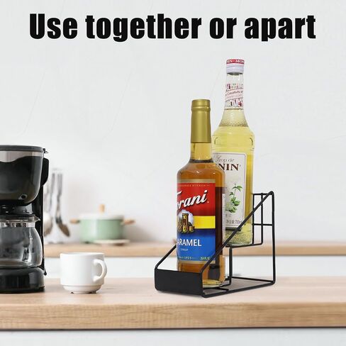 Coffee Syrup Organizer for Countertop, Stepped Syrup Rack Holds 2 Bottles, Freestanding Coffee Bar Organizer, Heavy Duty Carbon Steel Storage Rack for Home, Kitchen, Café & Bar in Kuwait