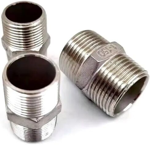 1 قطعة 3 "BSP ذكر الموضوع SS304 سداسية من الفولاذ المقاوم للصدأ الحلمة الاتحاد وصلة أنابيب موصل مقرنة in Kuwait