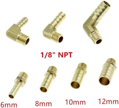 Straight Brass Hose Pipe Fitting 10mm Splicer 1/8" NPT Male Thread Copper Barbed Coupling Connector in Kuwait