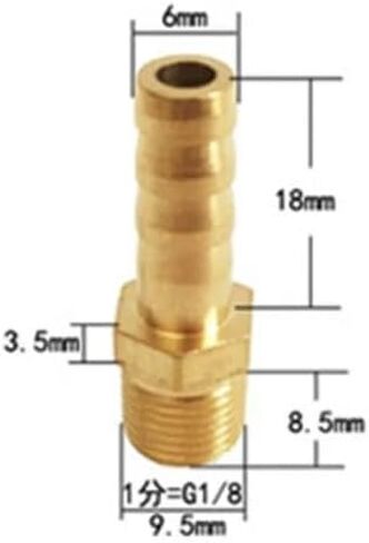 Straight Brass Hose Pipe Fitting 10mm Splicer 1/8" NPT Male Thread Copper Barbed Coupling Connector in Kuwait