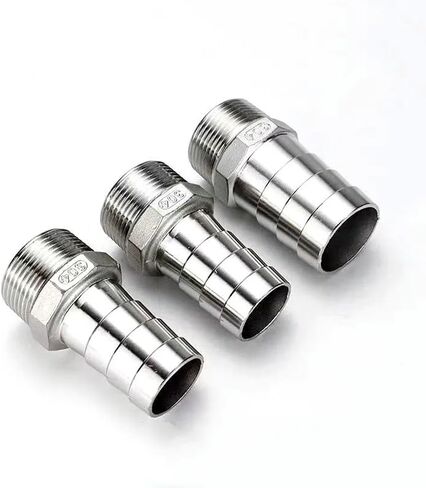 1PC 304 Stainless Steel 1" BSP Male Thread Pipe Fitting x 12mm Hose Tail Coupling in Kuwait