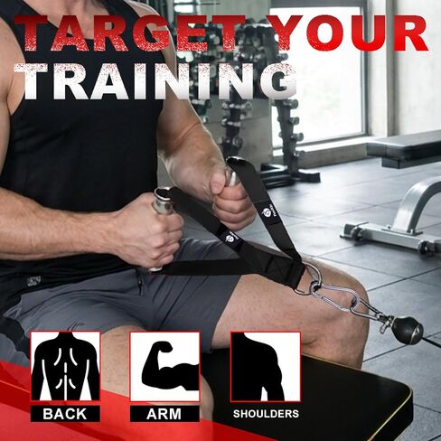 Premium Aluminum Alloy Gym Handles with Thickened Strap – Anti-Slip Grid Grip, Heavy-Duty Welded D-Ring for Cable Machine, Pulley System, and Strength Training Workouts in Kuwait