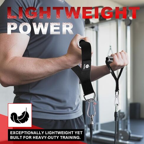 Premium Aluminum Alloy Gym Handles with Thickened Strap – Anti-Slip Grid Grip, Heavy-Duty Welded D-Ring for Cable Machine, Pulley System, and Strength Training Workouts in Kuwait