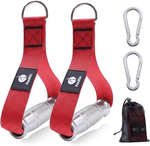 Premium Aluminum Alloy Gym Handles with Thickened Strap – Anti-Slip Grid Grip, Heavy-Duty Welded D-Ring for Cable Machine, Pulley System, and Strength Training Workouts in Kuwait