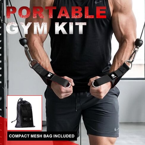 Premium Aluminum Alloy Gym Handles with Thickened Strap – Anti-Slip Grid Grip, Heavy-Duty Welded D-Ring for Cable Machine, Pulley System, and Strength Training Workouts in Kuwait