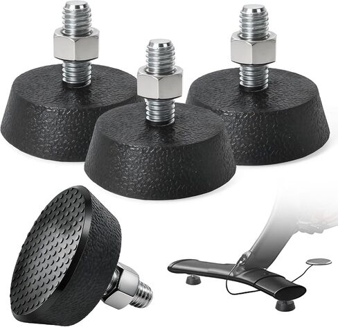 4 Pack 3/8 Inch Leveling Foot Pads with Stainless Steel Screws, Rubber Swivel Non-Slip Shock Absorbing, Compatible with Peloton Bike and Bike+, Replacement Leveling Feet for Spin Bike Stability in Kuwait