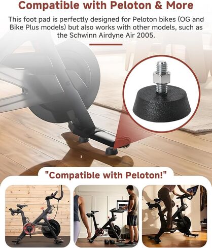4 Pack 3/8 Inch Leveling Foot Pads with Stainless Steel Screws, Rubber Swivel Non-Slip Shock Absorbing, Compatible with Peloton Bike and Bike+, Replacement Leveling Feet for Spin Bike Stability in Kuwait