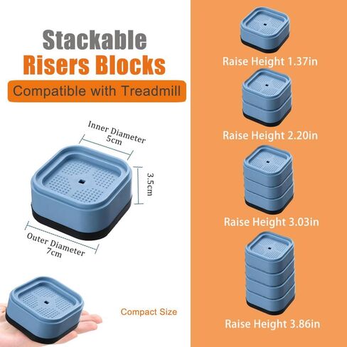 8-Pack Treadmill Incline Riser Blocks Stackable Walking Pad | Adjustable Height Non-Slip Walking Ramp Pad Attachment for Home Gym Leveling & Uphill Workout, Durable Treadmill Accessories in Kuwait