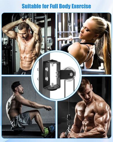 Upgrade Heavy-Duty Cable Pulley System Fit for Squat Racks, Gym Pulley Blocks Fits 2×2 and 3×3 Inch Power Racks, 180° Rack Mounted Swivel Pulley Fit for Home Gyms and LAT Pulley System in Kuwait