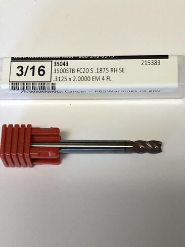3/16" 4FL Single END STUB Length Variable Helix Carbide END Mill in Kuwait