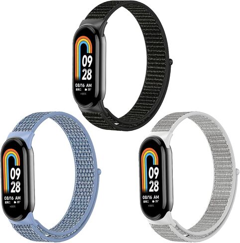 3 حزم نطاقات متوافقة مع Xiaomi Smart Band 9/8 ، نايلون سبورت باند للنساء والرجال in Kuwait