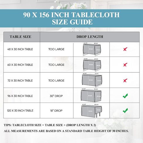 VidaFete Tablecloth 90 * 156inch 2pack Rectangle Table Cloth Polyester, Stain Wrinkle Resistant Dining Table Cover for Kitchen Dinning Party Wedding Rectangular Tabletop Buffet Decoration(White) in Kuwait