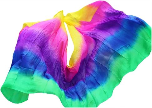 Women's Silk Belly Dance Scarf Real Silk Belly Dance Veil Shawl Women Scarf Costume Accessory Handmade Dyed Pure Silk Veil For performance competitions(Color 17-dz,S- 200X90cm) in Kuwait