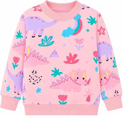 Toddler Girls Sweatshirts Crewneck Long Sleeve Collage T Shirts Kids Pullover Tops Fall Winter Clothes 2-7T in Saudi Arabia