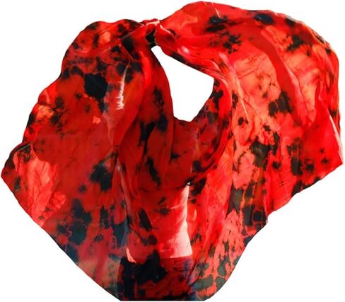Women's Silk Belly Dance Scarf Real Silk Belly Dance Veil Tie Dyed Silk Veil 200cm&250cm&270cm Silk Veil Women's Hand Throwing Scarf Shawl For performance competitions(Color-04,200x90cm) in Kuwait