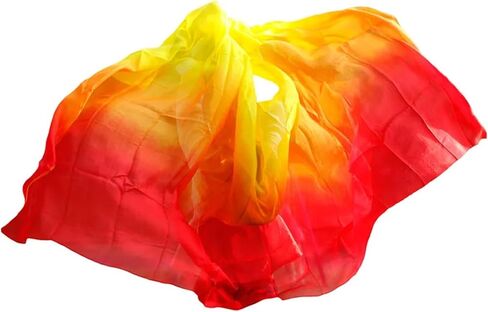 Women's Silk Belly Dance Scarf Real Silk Belly Dance Veil Shawl Women Scarf Costume Accessory Handmade Dyed Pure Silk Veil For performance competitions(Color 2-YE,M- 250X114cm) in Kuwait