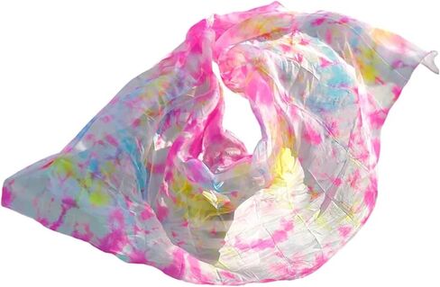 Women's Silk Belly Dance Scarf Real Silk Belly Dance Veil Shawl Women Scarf Costume Accessory Handmade Dyed Pure Silk Veil For performance competitions(Color 23-dz,XXL- 400X114cm) in Kuwait