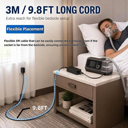 from haoranli 24V AC Adapter for AirSense 10 AirStart 10 CPAP Machine, AirCurve 10, Lumis VPAP BiLevel Series 90W S10 370001 37344 37028 Power Cord in Kuwait