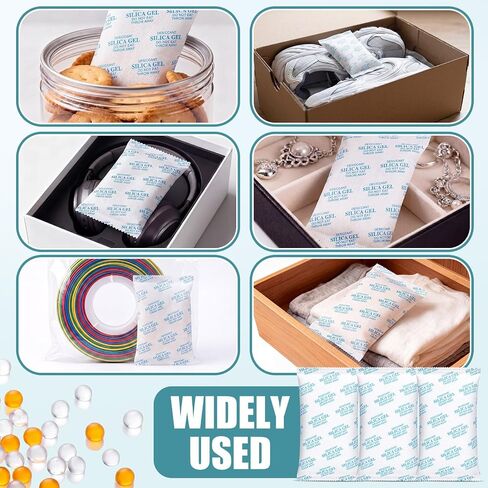 10 Packs 300 Gram Color Indicating Silica Gel Packets, Rechargeable Moisture Absorbers for Storage Food Grade Moisture Absorbers Bags for Storage Bins, 3D Filament, Safes, Electronics in Kuwait