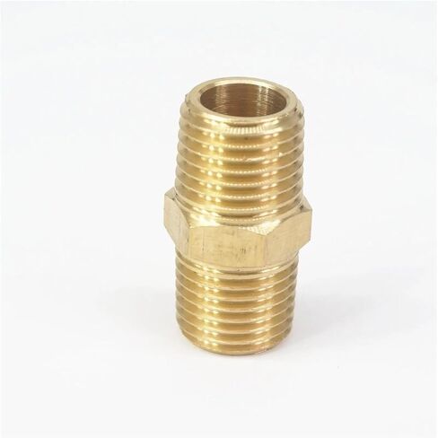 1/4" BSPT x 1/4" NPT Male Hex Nipple Reducer Brass Pipe Fitting Connector Water Gas Oil Fuel Plumbing Fittings in Kuwait