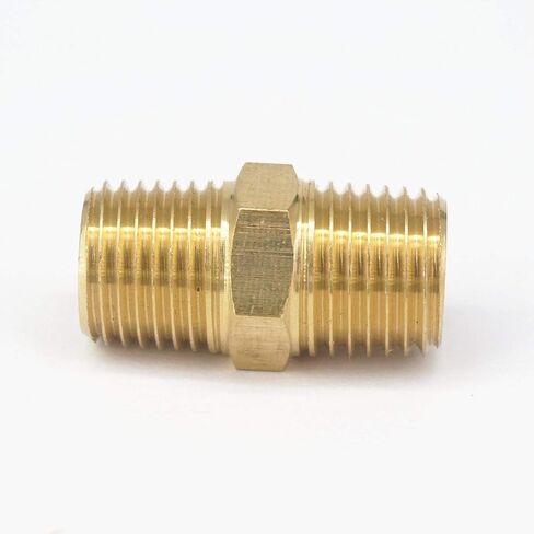 1/4" BSPT x 1/4" NPT Male Hex Nipple Reducer Brass Pipe Fitting Connector Water Gas Oil Fuel Plumbing Fittings in Kuwait