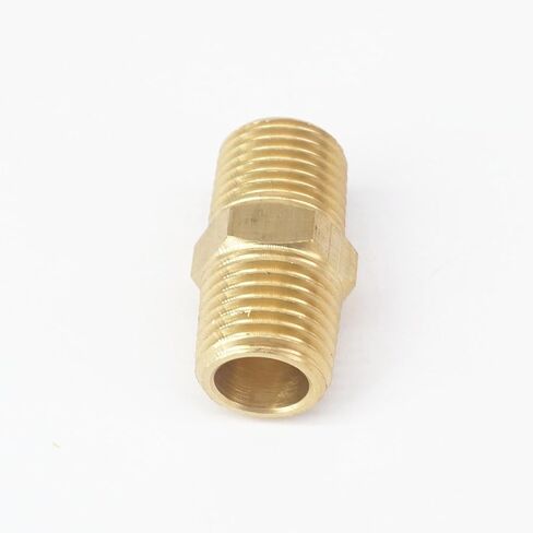 1/4" BSPT x 1/4" NPT Male Hex Nipple Reducer Brass Pipe Fitting Connector Water Gas Oil Fuel Plumbing Fittings in Kuwait