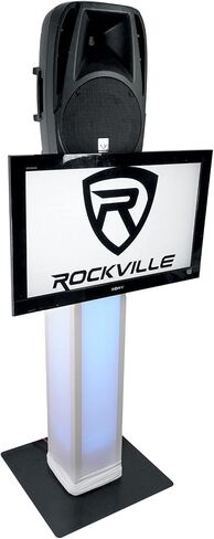 Rockville RTP33-TV Totem DJ Speaker Lighting Stands with Detachable TV Mount, Adjustable Height 39–69 in, Steel Construction, Includes Scrims and Travel Bags, 2-Piece in Kuwait