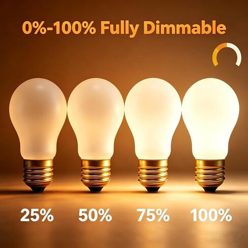 60 Watt Incandescent Light Bulbs, E26 A19 Stepless Dimming Light Bulbs 400lm, 3000K Soft Warm White, Vintage Frosted Light Bulb for Home (4 Pack) in Kuwait