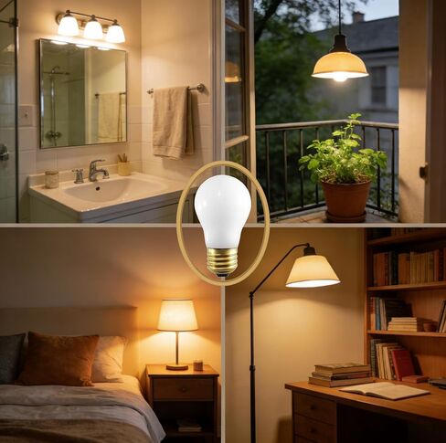 60 Watt Incandescent Light Bulbs, E26 A19 Stepless Dimming Light Bulbs 400lm, 3000K Soft Warm White, Vintage Frosted Light Bulb for Home (4 Pack) in Kuwait